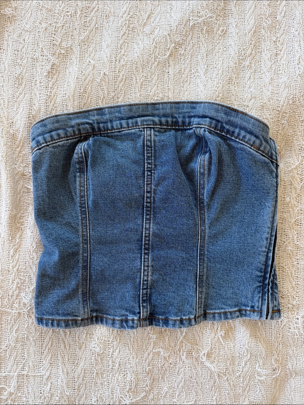 Abercrombie & Fitch Women's Denim Tube Top Jean Shirt — Blue